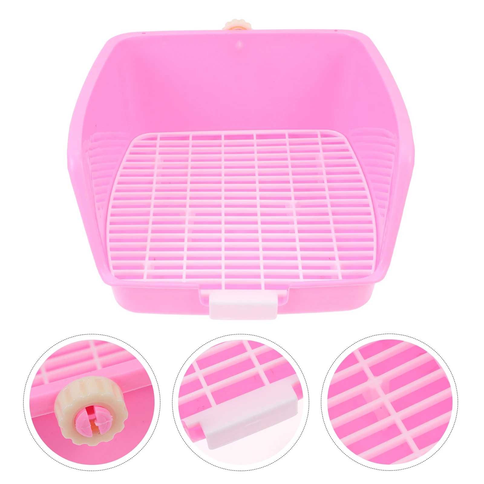 

Small Pet Toilet Rabbit Litter Box for Guinea Pigs Chinchillas Ferrets Detachable Grids Pink Plastic Large Tray Cleaning