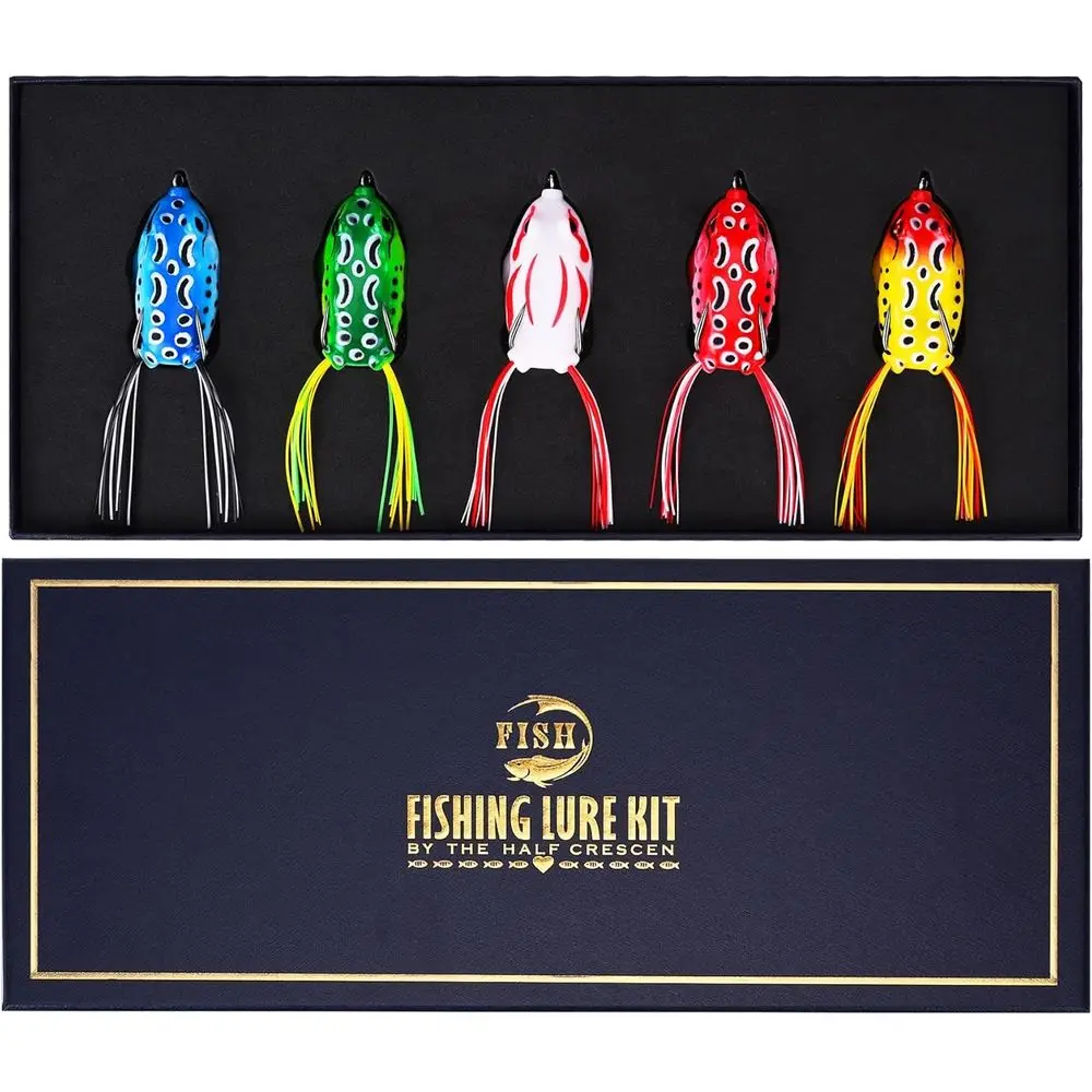 

Набор приманок Topwater Frog из 5 предметов: подарки для ловли окуня для пресной и соленой воды, идеально подходит для Рождества 2025 года