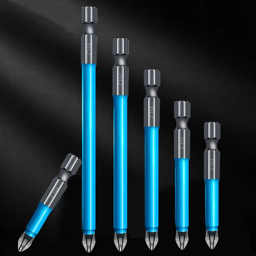 Non-Slip Cross Bit Drill Hex Shank Magnetic PH2 Long Reach Electric Screwdriver Batch Head Wind Impact Driver Bit Set Power Tool