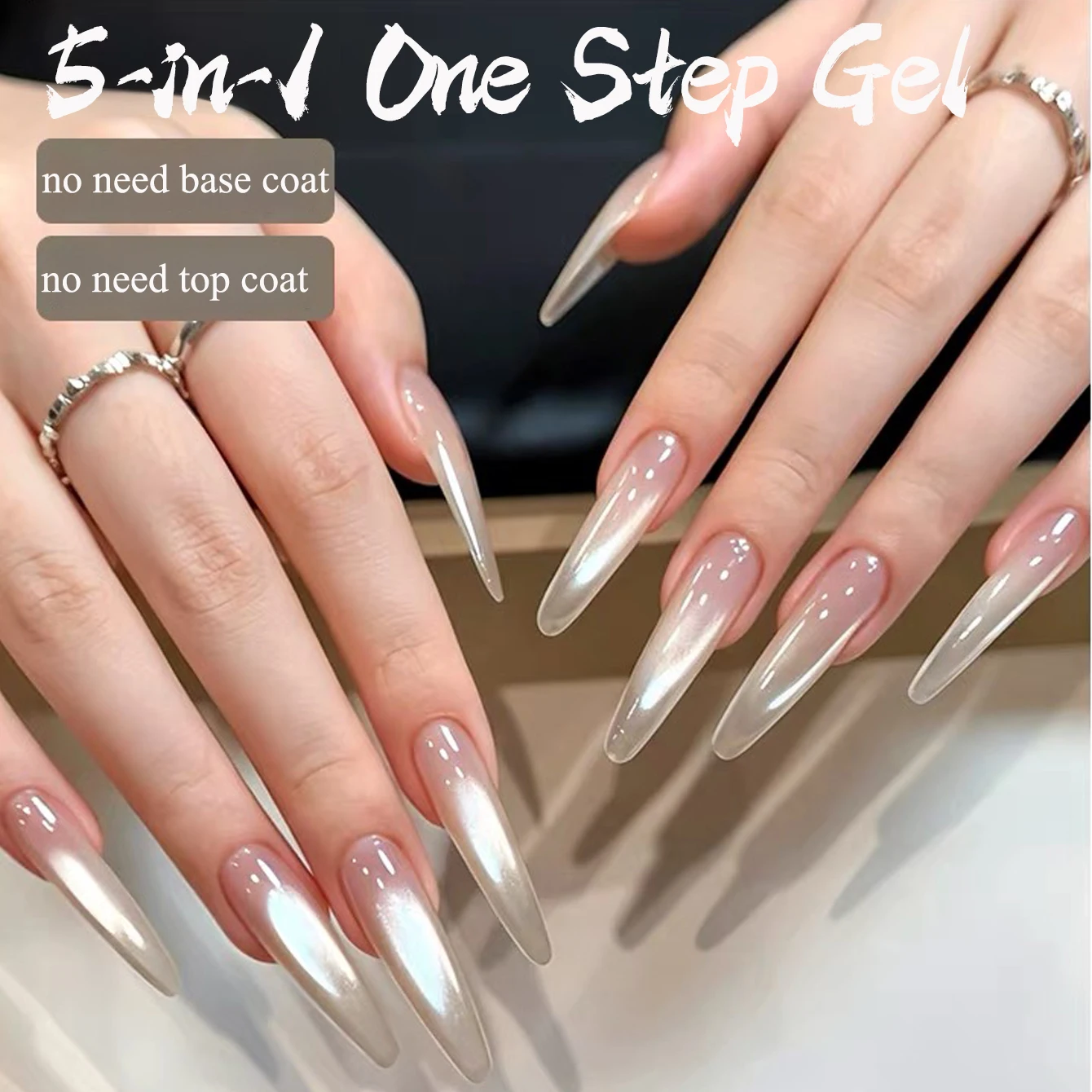 1pcs TC Summer Water Light White Golden Cat Eye Gel Nail Polish 5-in-1 One-Step Gel Whitening Ice Transparent Glass Beads Gel