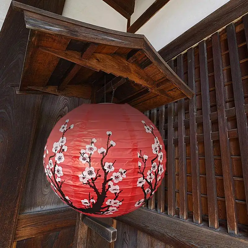 Round Paper Lanterns Paper Lantern Ornament Plum Blossom Spring Festival Seasonal Decor Paper Lantern Decor for Balcony Front