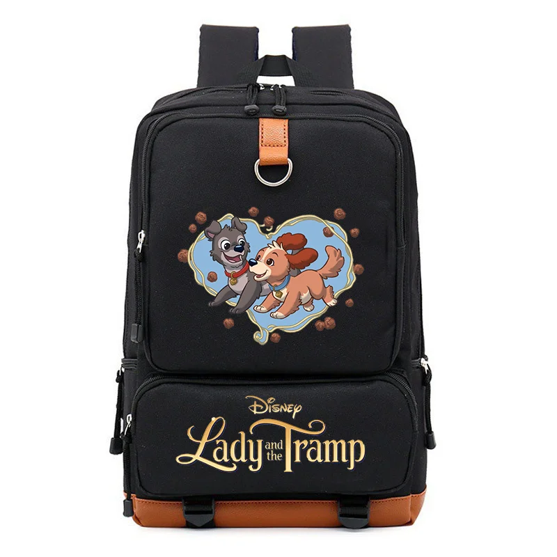 Disney Lady and the Tramp Backpack Boys Girls Travel Shoulder Backpack Men Women Large Capacity Daily Bookbag School Bag Mochila