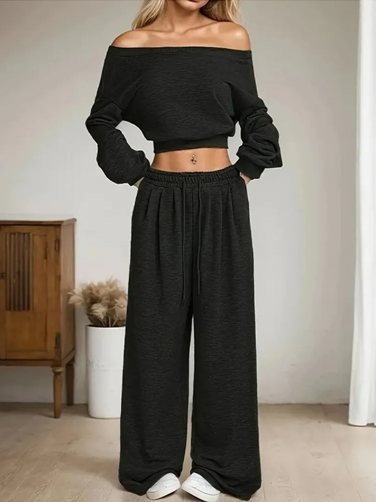 2 Pieces Women's Sets 2026 Spring Autumn Pullover Suit Long Sleeve Tops And Pants Suits Two Piece Set Tracksuit Outfit