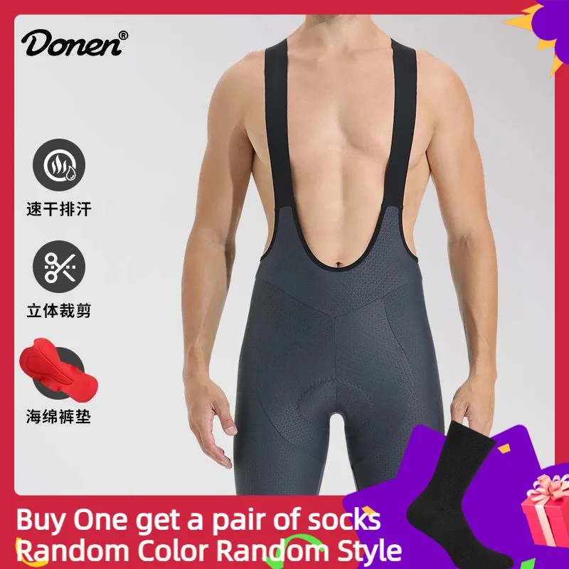 

DONEN Professional Cycling Bibs Men UPF50+ Sun Protection Road Bike Tights Bicycle Shorts Pants for Riding MTB Cycling Clothing