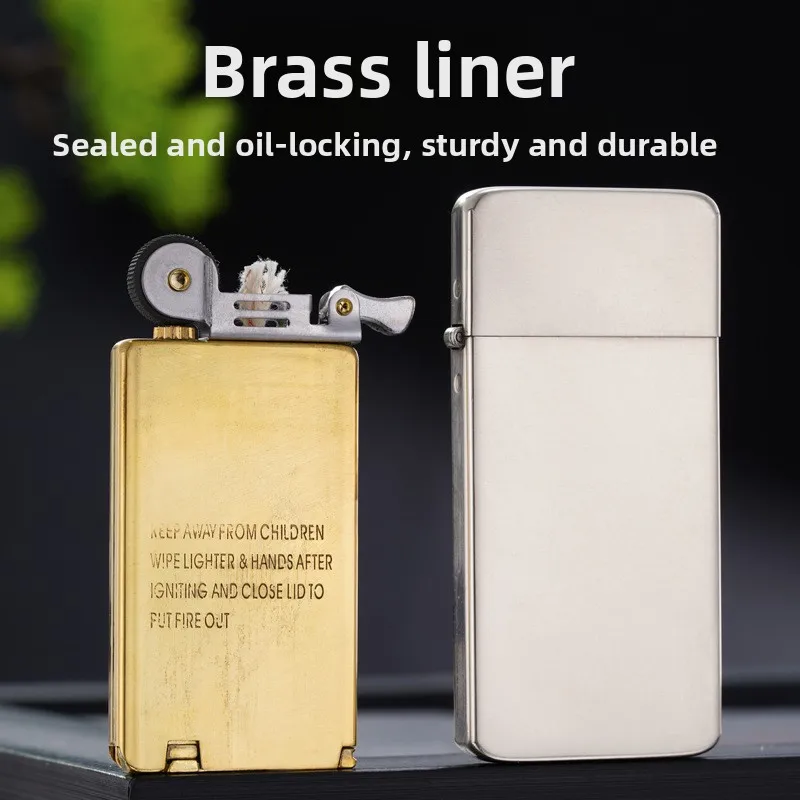 ZORRO ZC5 brass kerosine lighter, ultra-thin and finely carved with multiple patterns, portable windproof cigarette lighter tool