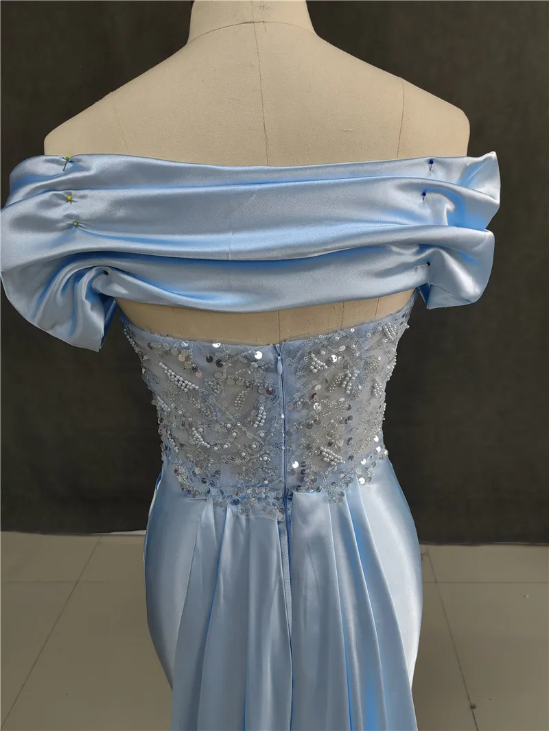 Smileven-Robe de Soirée Sirène Bleu Ciel à Paillettes, Tenue de Bal Personnalisée, Style Arabe Moderne, Fendue sur le Côté