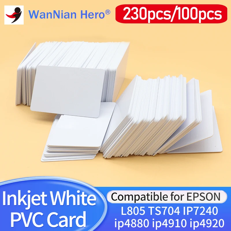 

100pc White Blank inkjet printable PVC Card Waterproof plastic ID coating Card no chip for Epson L805 Canon TS704 IP7240 printer