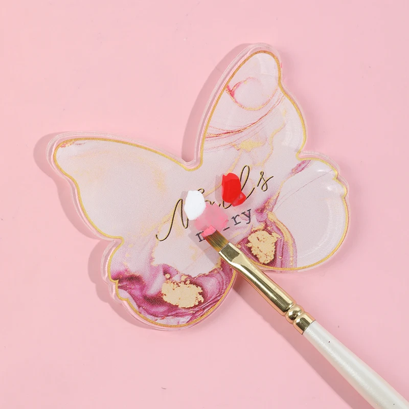 バタフライ レジン アクリル ネイル カラー パレット ジェル ポリッシュ ディスプレイ パレット ミキシング ペイント プレート ネイル アート ディスプレイ ショー シェルフ