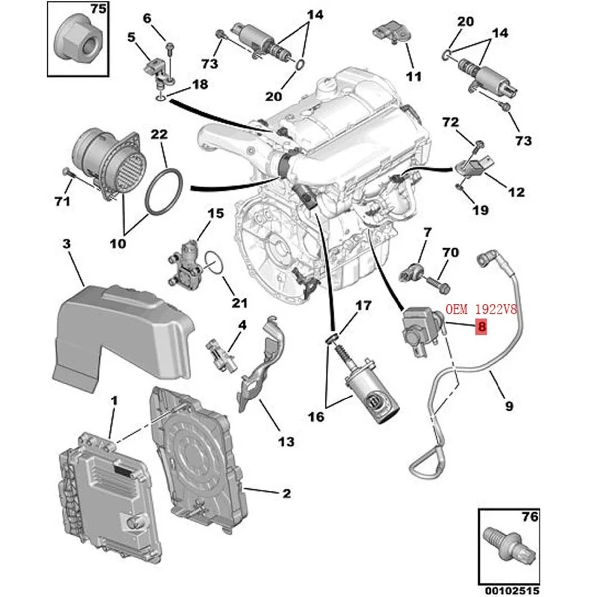 

1922V8 V 759957380 Автомобильный клапан давления турбонаддува для 3008, 508, 408, C4L C5, DS5, электромагнитный клапан турбокомпрессора