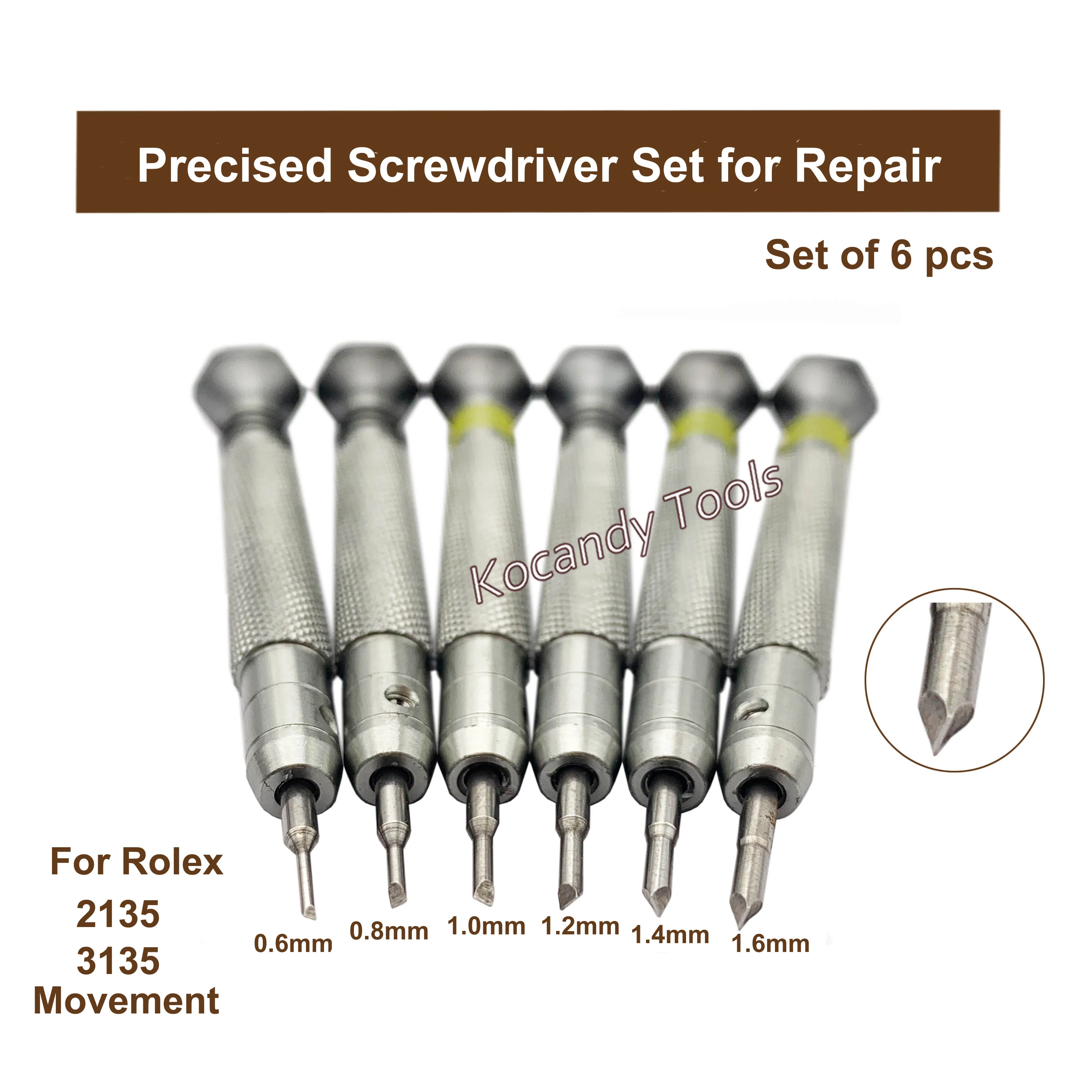 6pcs Precision Stainless Steel Screwdriver Kit Watchmaker Repair Screwdriver Tool for Rolex 3135 2135 Watch Movement