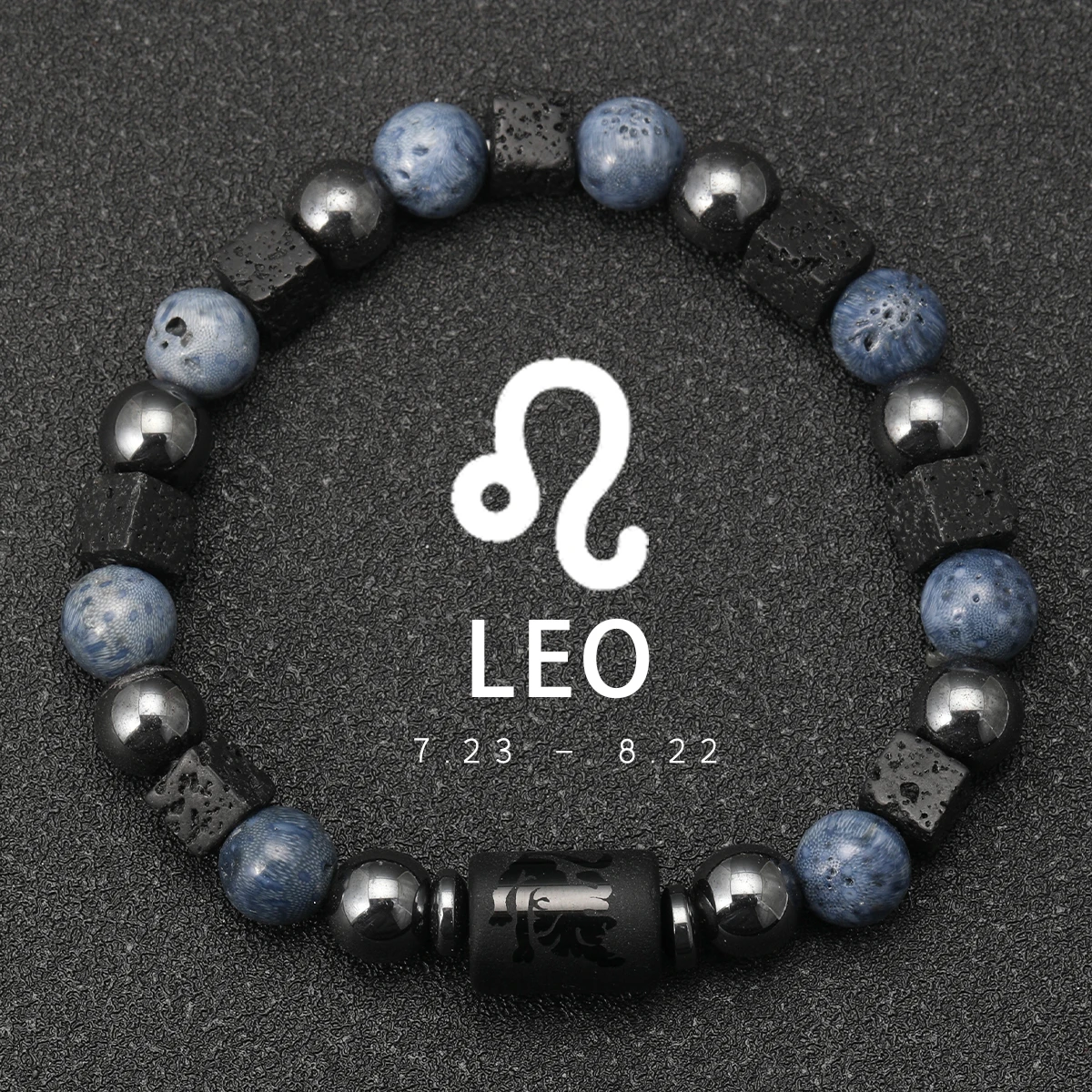 12-Sternbild-Armband aus natürlichen blauen Korallen-Lavasteinen, Steinperlen, für Männer, Paare, Seil, Freundschaft, Sternzeichen