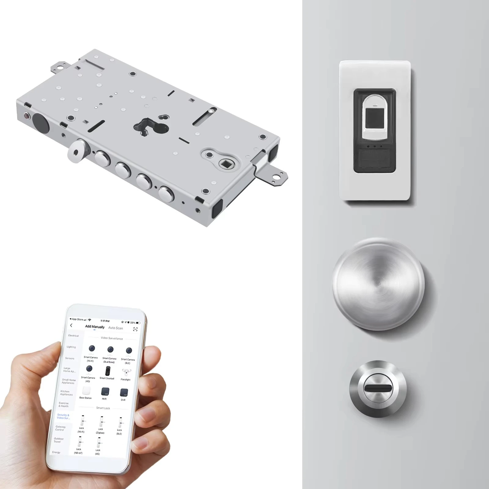 Factory Price Tuya Wifi App Biometric Fingerprint Password Door Keyless Electronic Digital Smart for Home Hotel