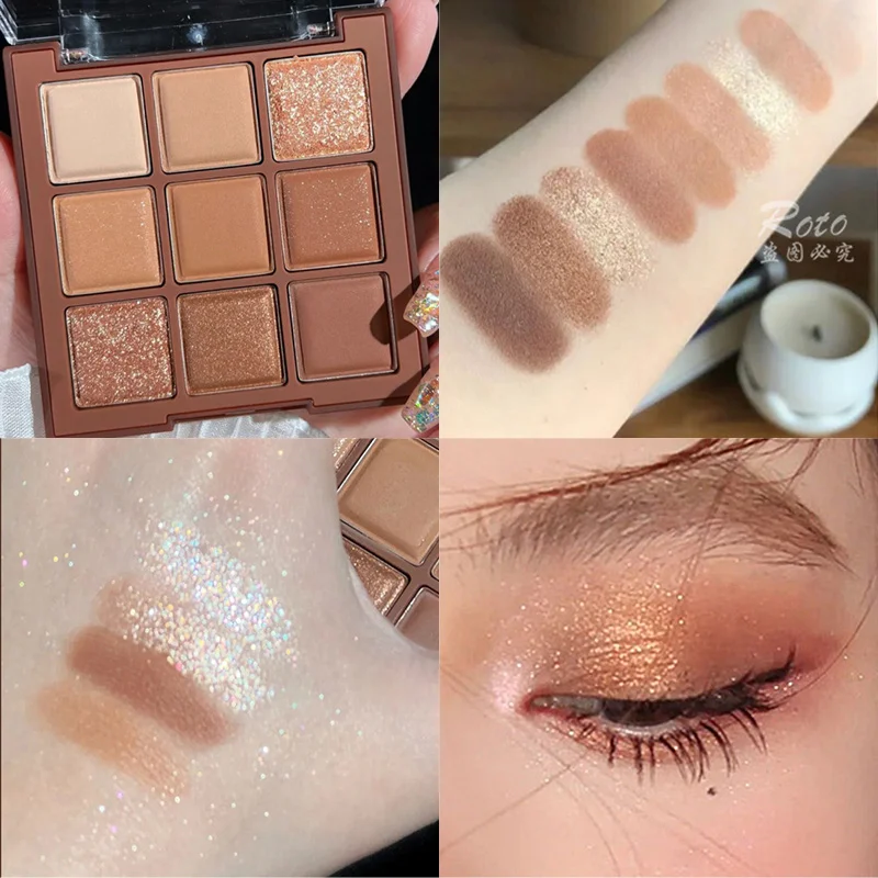 9-cores-escuro-punk-esfumacado-paleta-de-sombra-cinza-rosa-perola-fosco-sombra-de-olho-iluminando-deitado-bicho-da-seda-shimmer-terra-cor-maquiagem