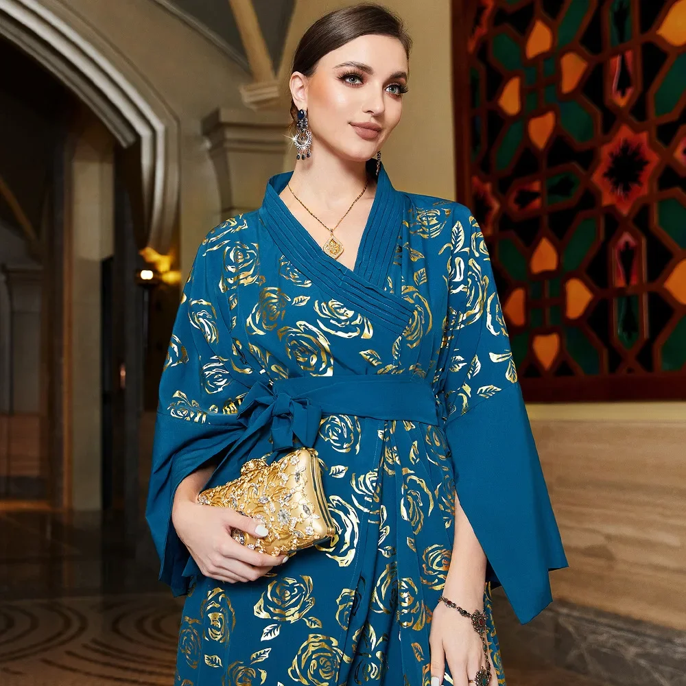 

Morocco Caftan Party Muslim Women Abaya Long Maxi Dress Dubai Kaftan Eid Mubarak Ramadan Evening Islam Gown Jalabiya Middle East