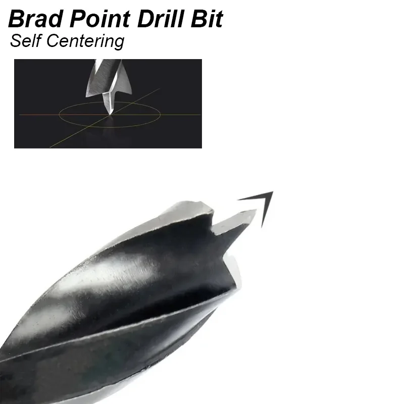 Brad Point Drill Bit Set Self Center Outer Spurs Double Flute Three Pointed Metric Woodwork Hard Wood Plastic MDF Carpentry Tool