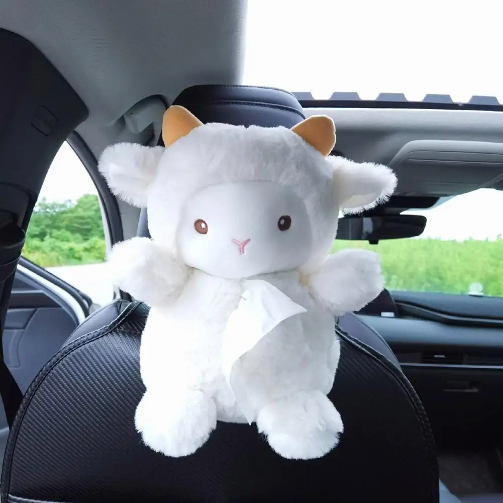 Car Tissue Box Adorable Animal Shape Plush Lovely Pig Car Hanging Paper Box Napkin Holder Auto Accessories