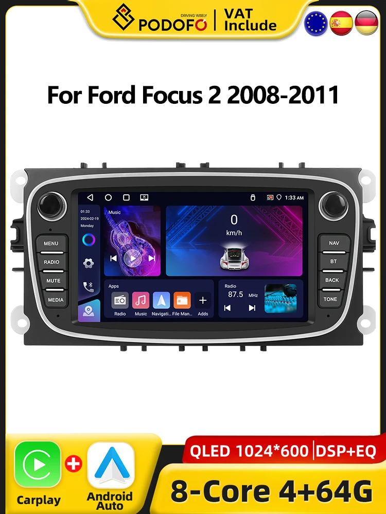 Carplay Android Radio Voor Ford Focus 2 2008-2011 S-Max Mondeo Galaxy C-Max Auto Multimedia Speler Gps Stereo Intelligent Systeem - afbeelding 2