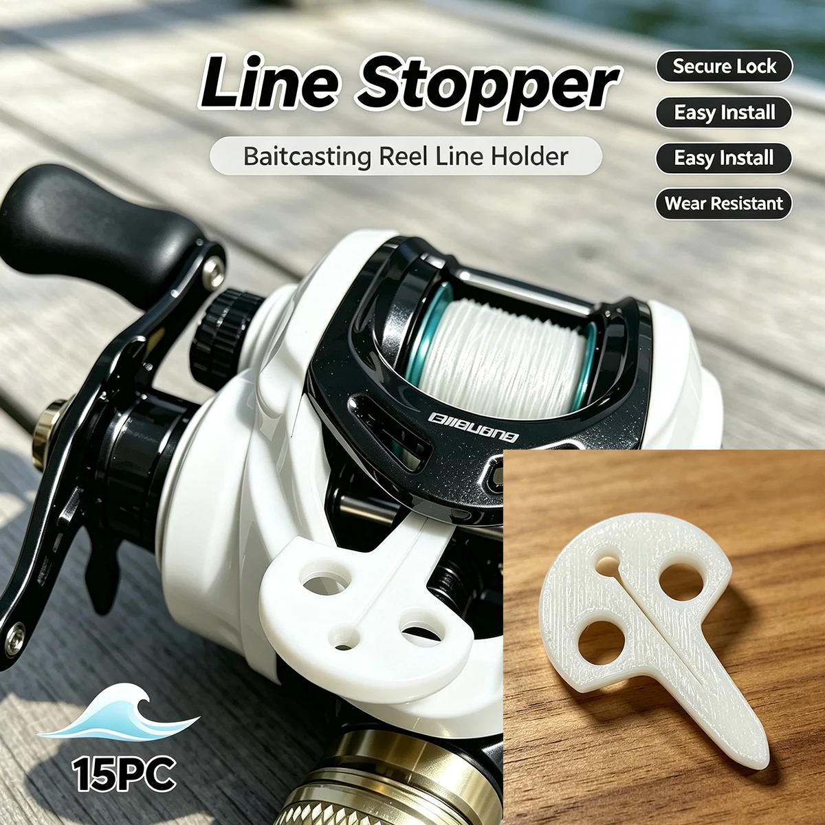 Spinning Reel - Clip Antienredos para Carrete de Pesca,