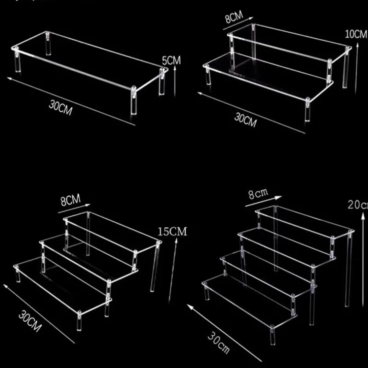 Acrylic Display Stand - Elegant 20/30cm Clear Riser Rack for Cupcake, Perfume, Doll Décor and Organizer Display Stand