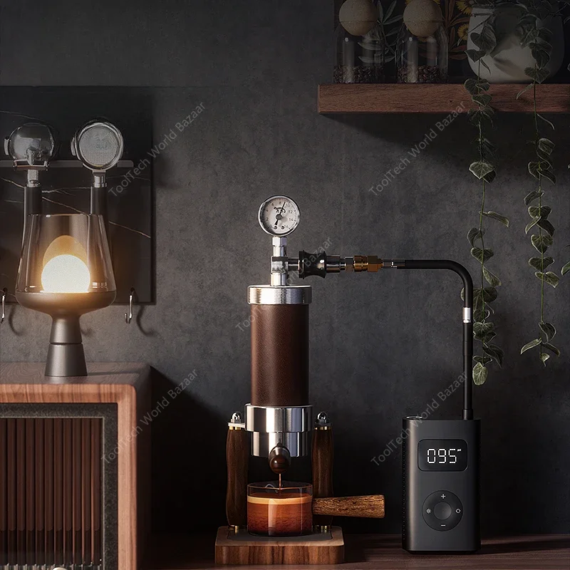 Máquina de café pneumática pequena casa, expresso prensado à mão ao ar livre portátil máquina de café com manivela