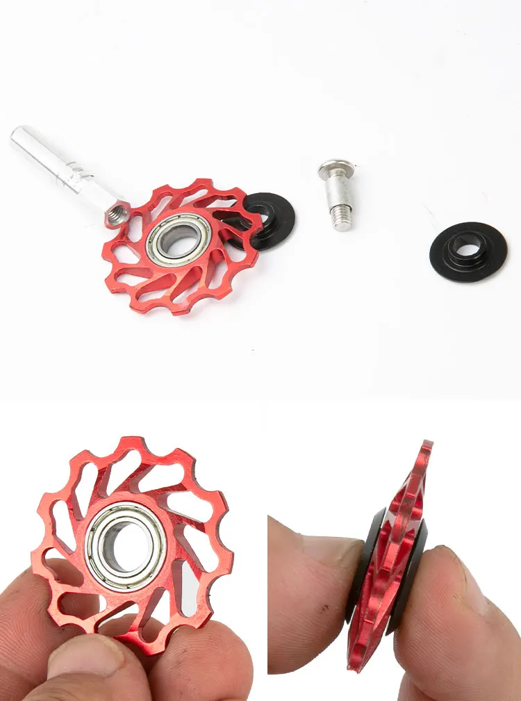 Für Singlespeed-Spannrolle, Fahrradkette, Aluminiumlegierungs-Führungsrolle, Kettenblattspreizer, Hinteres Schaltwerk, Reißverschluss – Detail 11