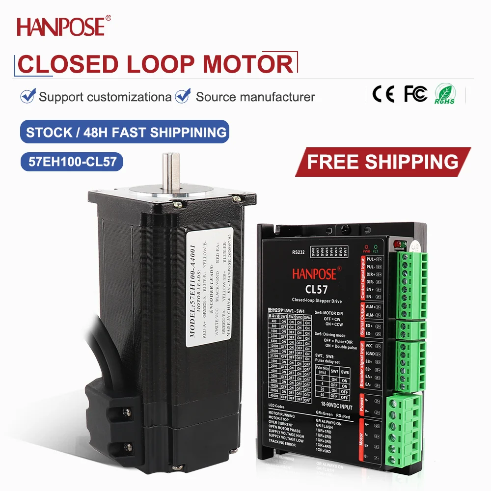 57EH100+CL57 driveclosed-loop stepper motor  NEMA23  4.0A 2.8V  real-time coordinate reading, no step loss, stable operation