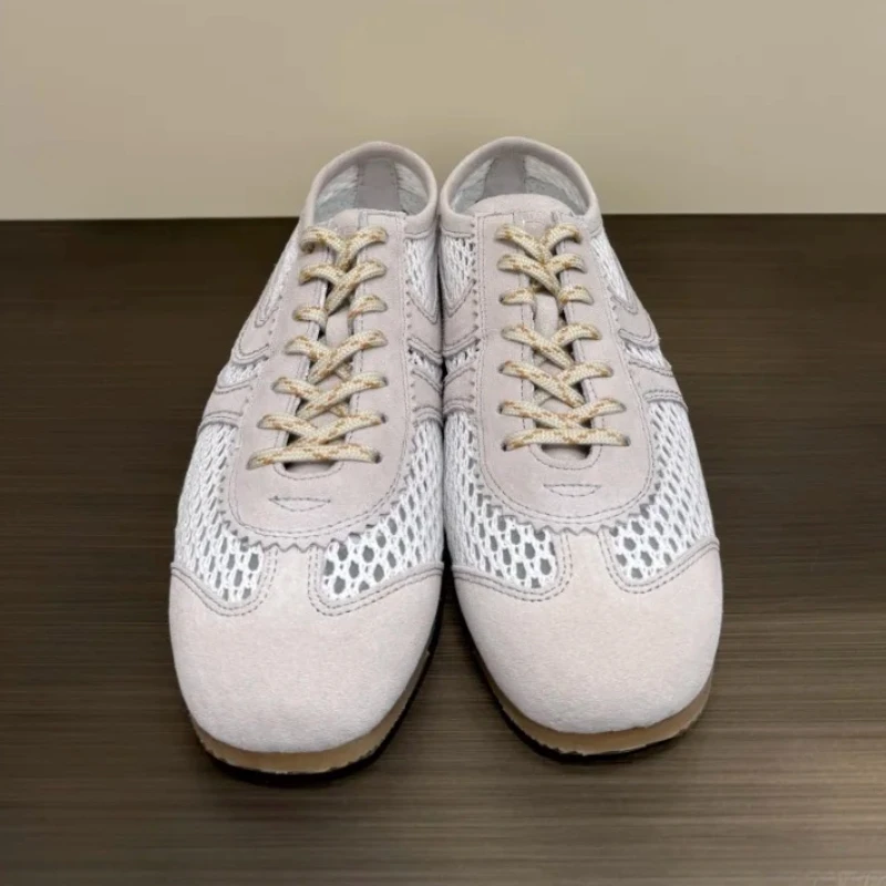 

Hollow German Training Shoes Women 2025 new mesh breathable flat Summertime shoes leather sports casual shoes