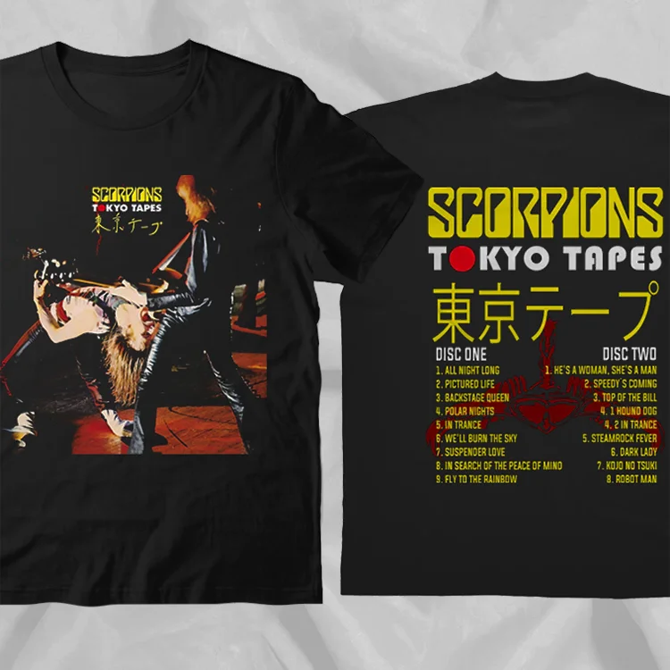 Scorpions Band Tokyo Tapes Vintage Rare Tour Black Double Sided T-Shirt