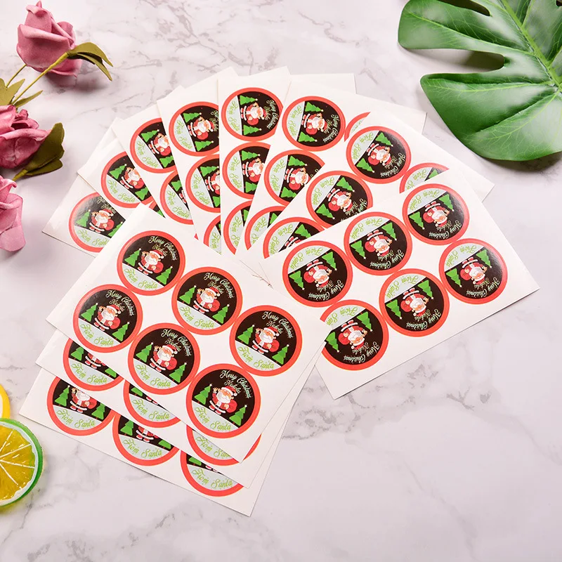 60pcs per pack Cute Christmas Old Man Sealing Sticker Cartoon Sticker Labels For Party DIY Packaging Stationery Stickers