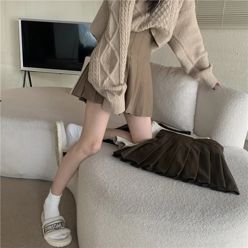 Black High-waisted Slimming Mini Dress A- line Skirt Women's Spring Autumn/winter 2023 New Style Petite Woolen Skirt