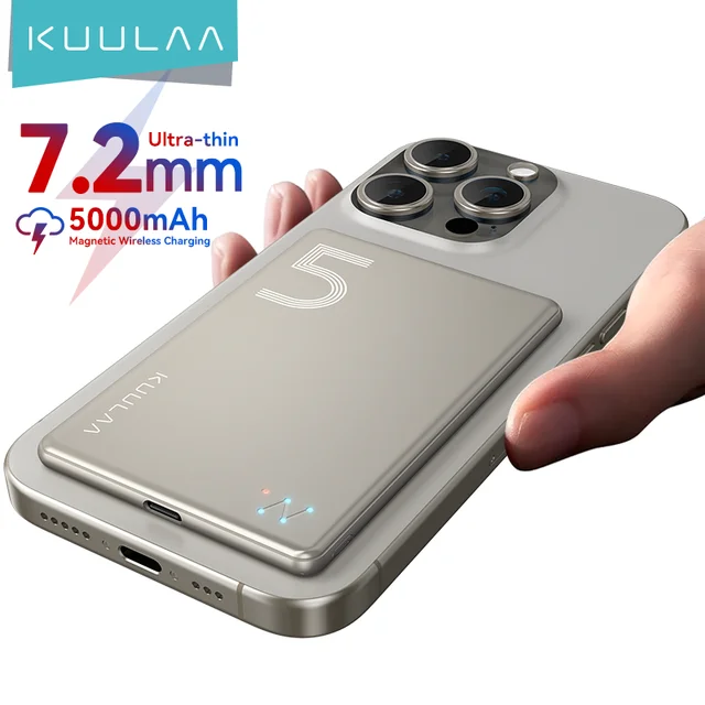 KUULAA Magnetyczny Power Bank 5000mAh Magnetyczna Bezprzewodowa Ładowarka do Telefonu Zewnętrzna Bateria 20W Szybkie Ładowanie PowerBank