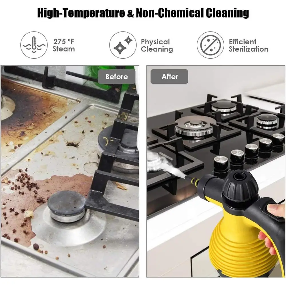 Handheld Pressurized Steam Cleaner 1050W Fast Heating Multi-Purpose Steamer with 9 Accessories Safety Lock Lightweight Portable