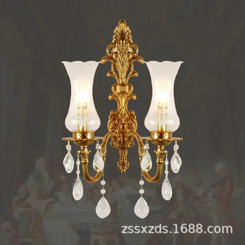 European Luxurious Brass Color Wall Lamp Living Room Light Applique Murale Luminaire Modern Home Decor Lighting Fixture Sconce
