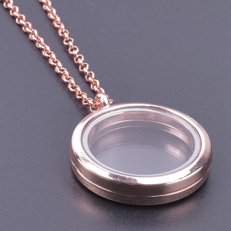 1Pc 30mm Round Pendant Necklace Photo Relicario Locket Charm Alloy Necklaces For Women Men Hip Hop Jewelry Chain Decoration Gift