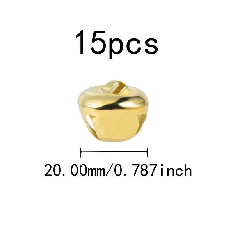 15 pcs 20mm Jingle Bell Charms, Clear Crisp Sound, DIY Craft Accessories Wedding Decoration, Cross Shape Design, Gold