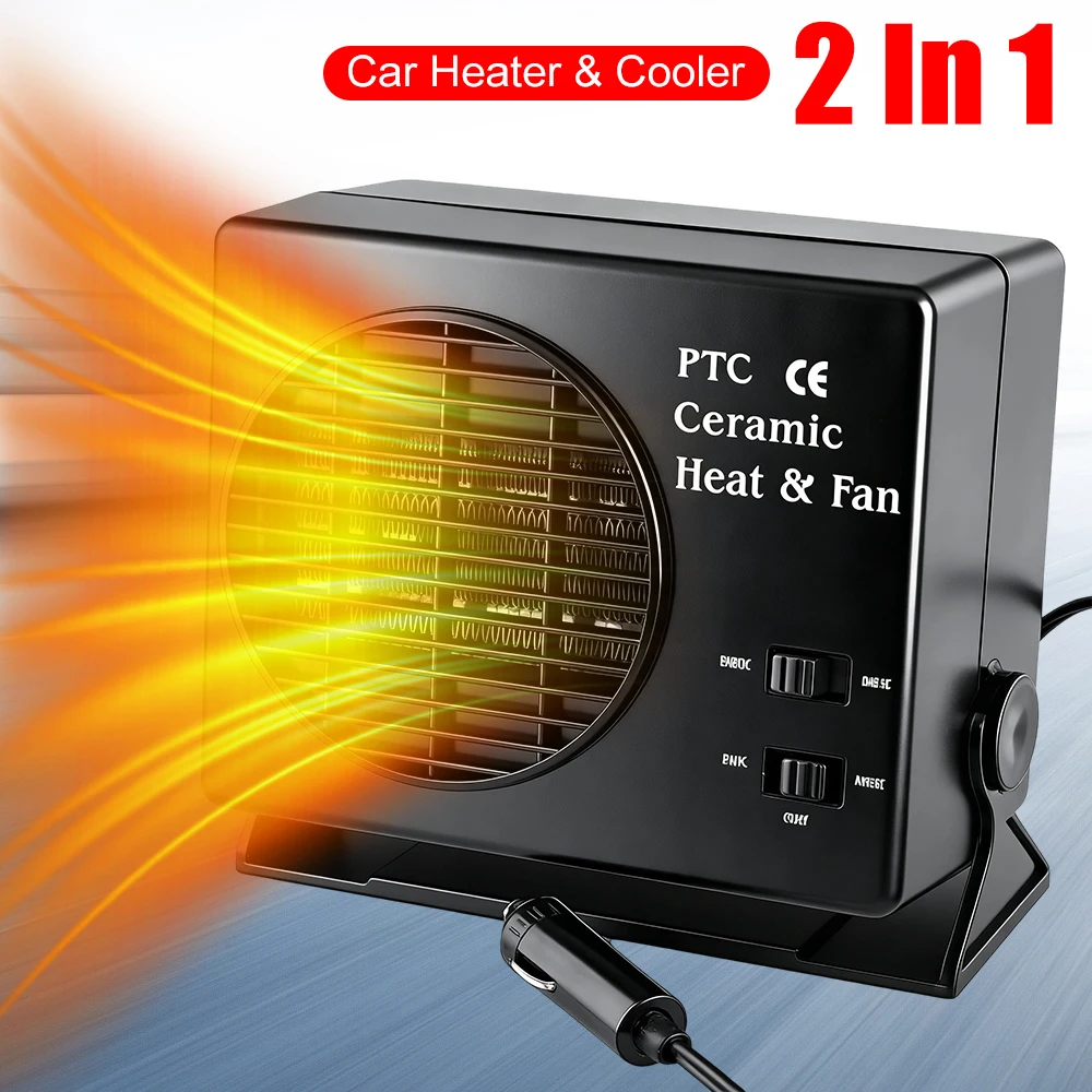 2 In 1 Car Heater Cooling Heating 150/300W 12V Auto Heater Cooler Fast Heating for Driving Camping Travel Portable Car Heater