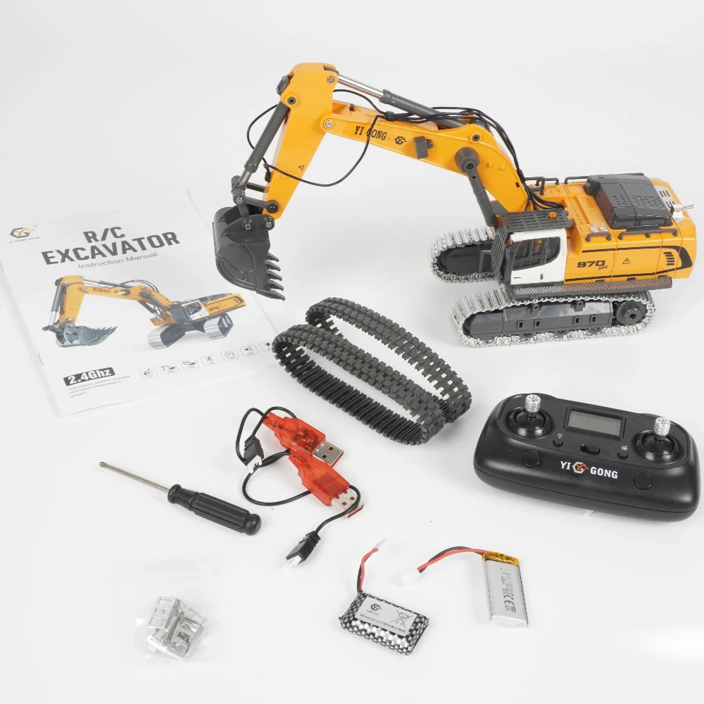 RC Car 1/50 Alloy RC Excavator Electric Simulation Remote Control Engineering Excavator Model Truck Toy Gift Adult 970 520 922