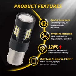 2Pcs Car LED Light Bulb 1156 BA15S P21W PY21W 1157 P21/ 5W BAY15D T20 W21W 7443 W21/5W T25 3157 Canbus Auto Signal Reverse Light
