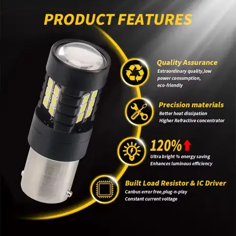 2 st. LED-lampor för bilar 1156 BA15S P21W PY21W 1157 P21/5W BAY15D T20 W21W 7443 W21/5W T25 3157 Canbus Backljus 10 best sales s21 - №3