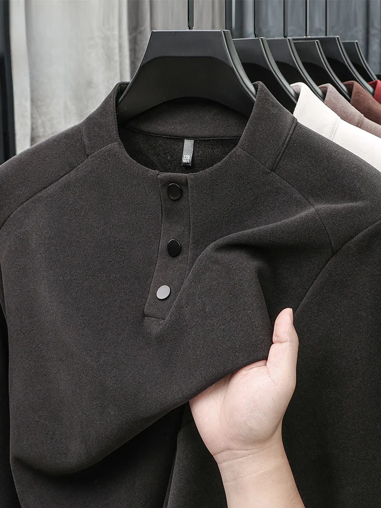 

Rn aphene Men's Long Sve Thermal Stand Collar T-irt Double Sided Fce Base irt Faion Urban Sle Winter Top
