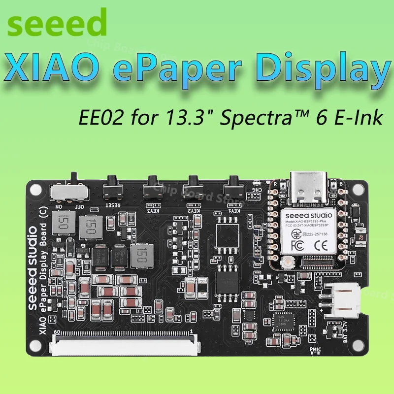 xiao-epaper-ディスプレイボード-ee02-133インチ-spectra-6-e-ink-用、sensecraft-hmi-ファームウェアがプリフラッシュ済み、xiao-esp32-s3-plus-搭載