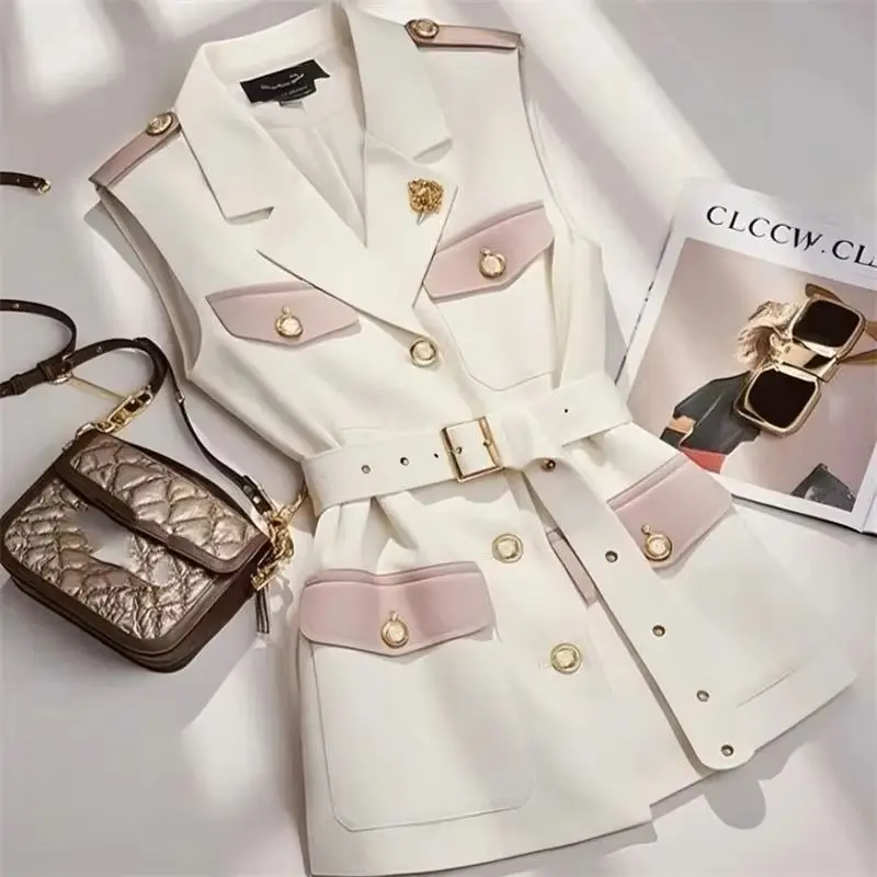 

Suit Vest Female Spring Autumn 2025 New Korean Fashion British Style Sleeveless Casual Waistcoat Women Jacket Outerwear Top