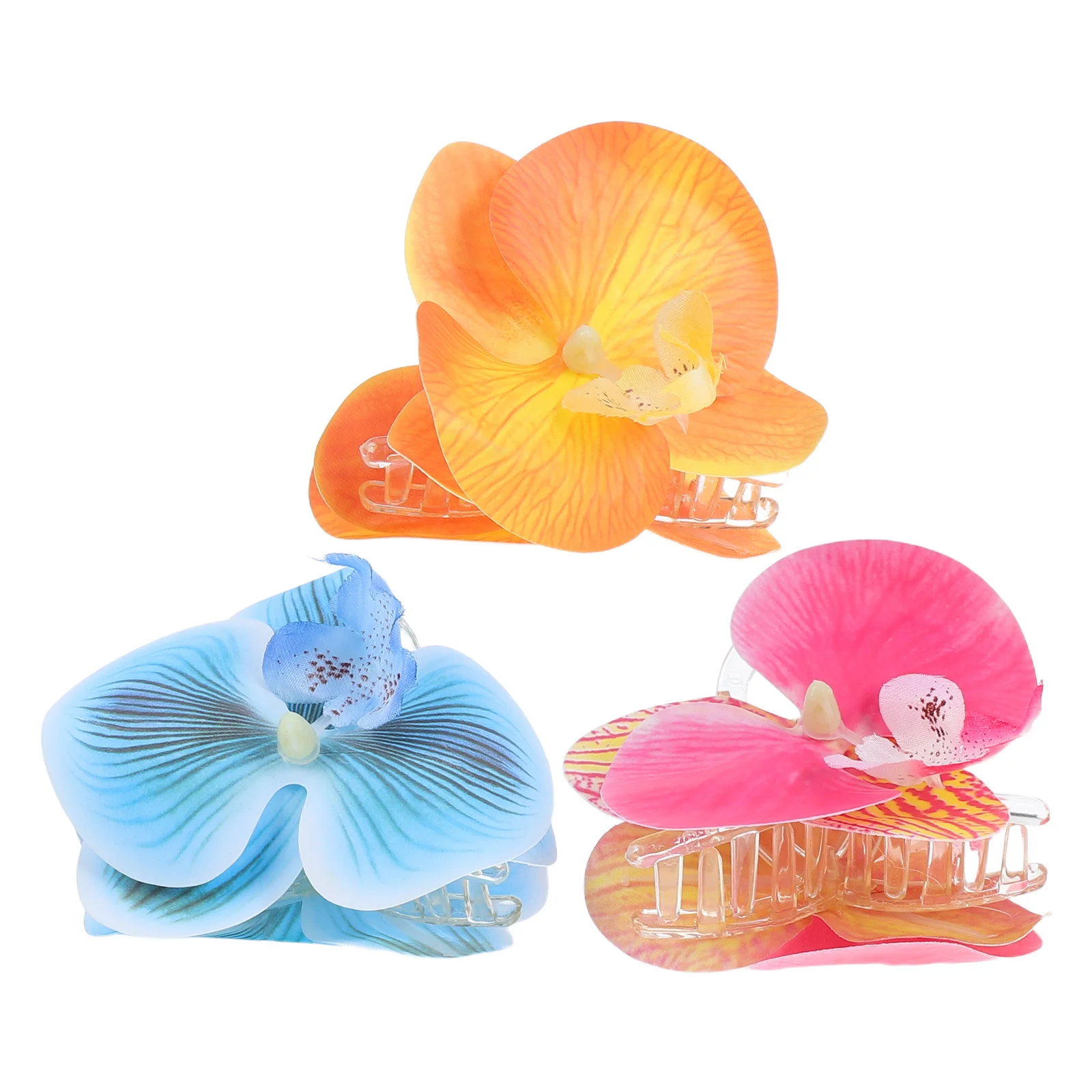 

3 шт., большие заколки с цветком фаленопсиса для женщин, элегантный реалистичный цветочный дизайн, аксессуары для волос, свадебные вечеринки
