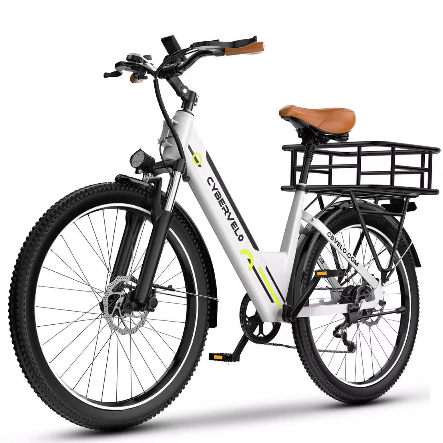 Cybervelo EK2 1000W Peak Electric Bike for Adults, 26 Inch Step-Thru Urban Commuter Ebike, Built-in Removable Battery, 7-Speed City Travel E-Bicycle image 6