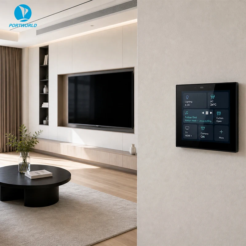 ESP32 WiFi IoT Smart Home Central Control Panel 4 Inch Wall Mount Touch Screen HMI Display RJ45 RS485 For Hotel