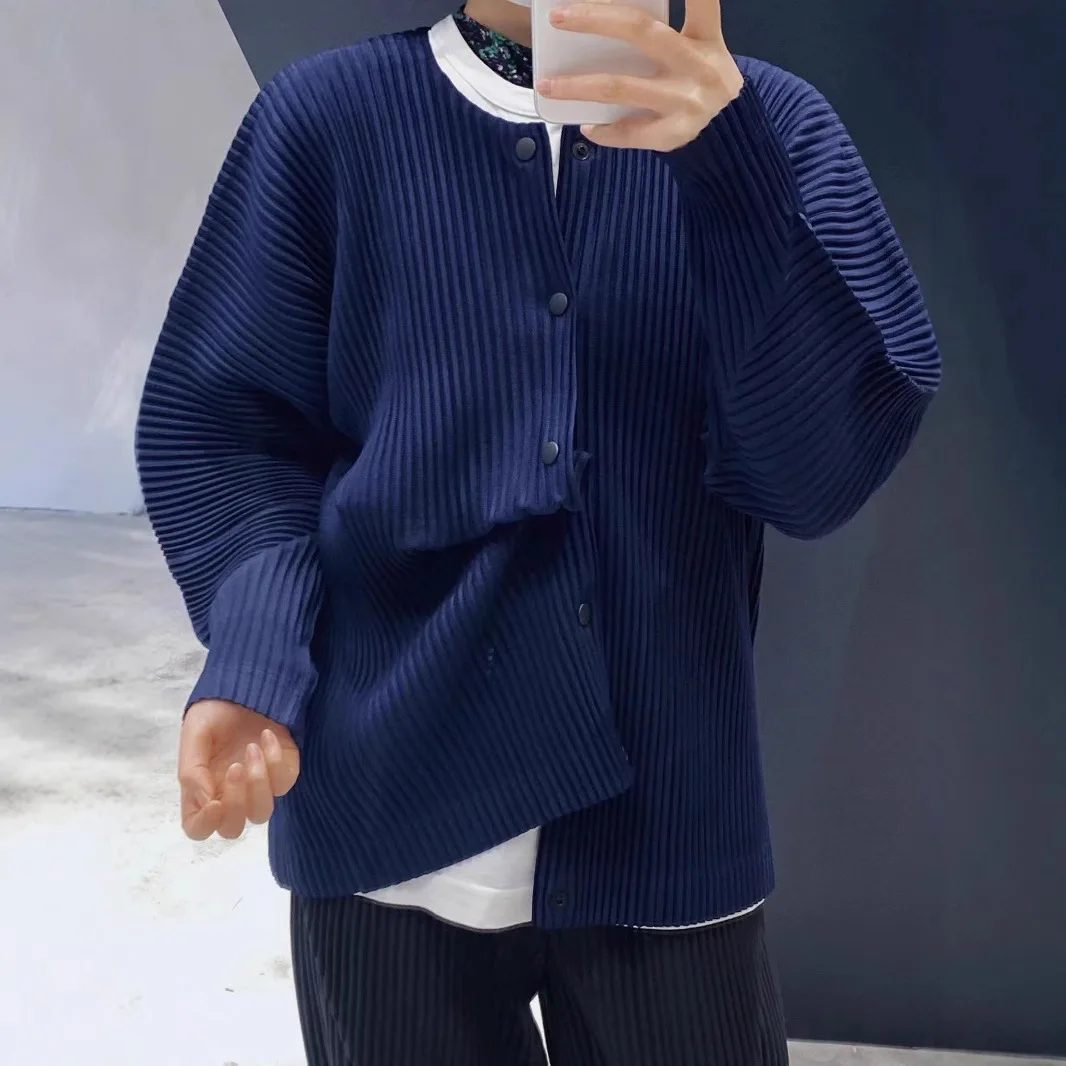 Miyake Summer 2025 New Cardigan Shirt Pleated Jacket Fashion Pleated Trend Business Commuter Versatile Casual Pleats Top
