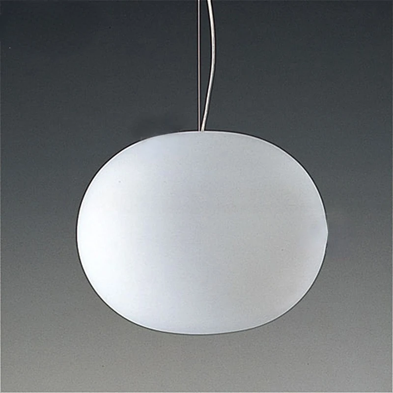 Imagem -03 - Bola de Vidro Branco Lâmpadas Penduradas Modernas Simples Led Oval Leitoso Pingente Iluminação de Vidro Plano Redondo Cabo Pingente Lâmpada