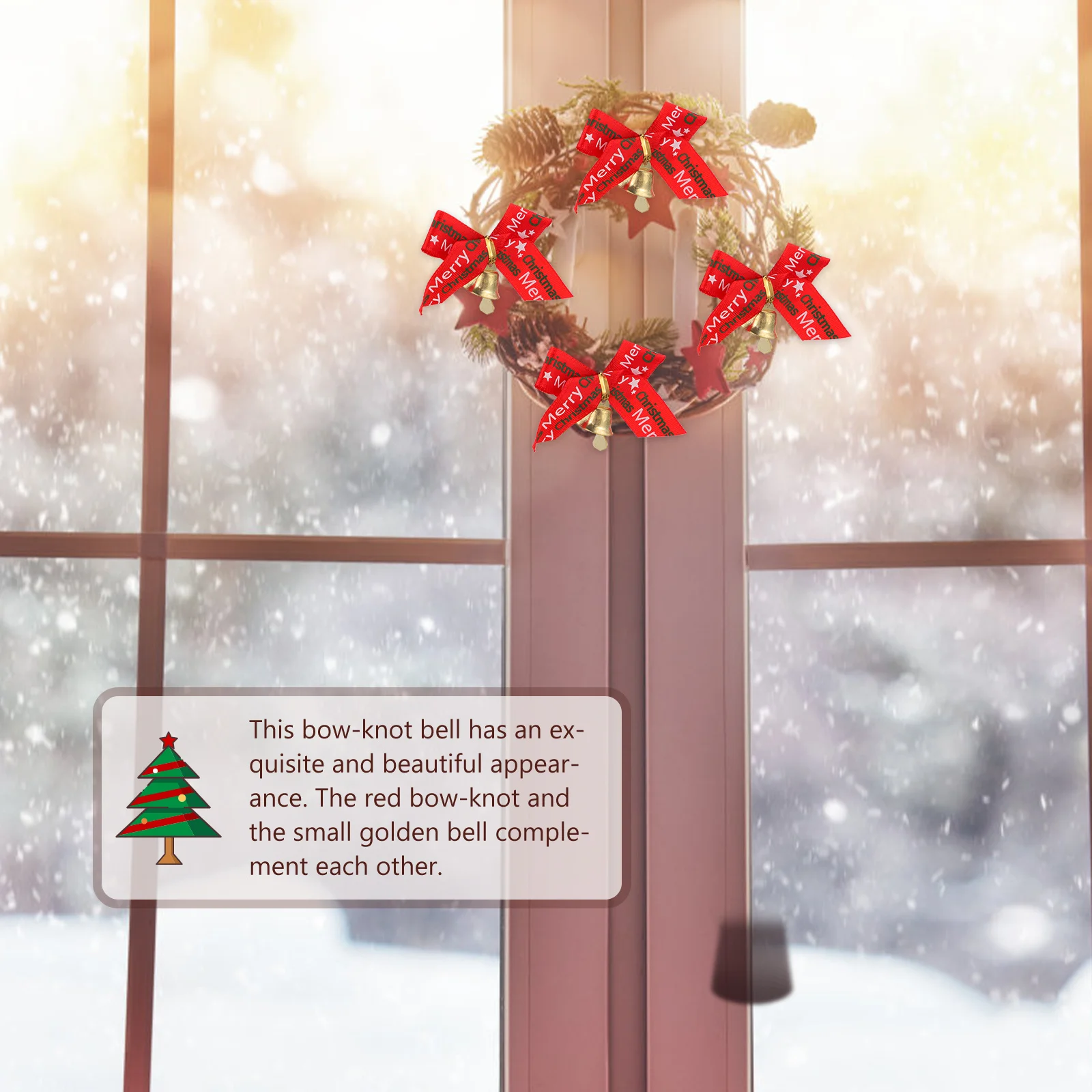 

24Pcs Christmas Ribbon Bell Bows Decorative Bow Ribbons Gift Packaging Xmas Tree Ornament Supplies Christmas Ribbon Bells