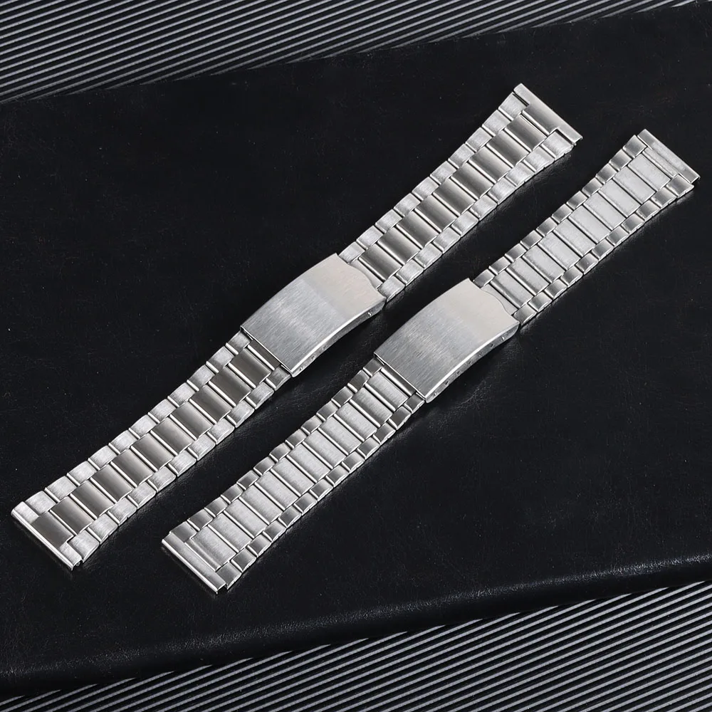 الفولاذ المقاوم للصدأ حزام (استيك) ساعة 12 مللي متر 14 مللي متر 18 مللي متر 20 مللي متر سوار معدني للطي مشبك العالمي حزام ساعة اليد الفضة الذهب للرجال النساء