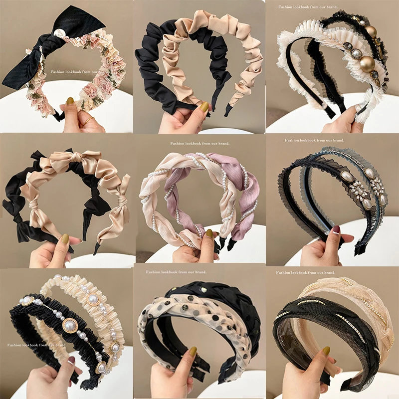 Elegancka kobieta z pałąkiem na głowę dla włosów luksusowe Rhinestone Designer opaski dla kobiet moda dziewczyny peruka perłowa opaski do włosów akcesoria — zdjęcie 3